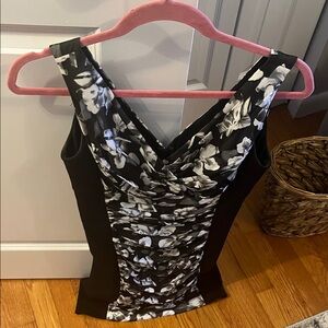 White House Black Market Monochrome Floral Dress